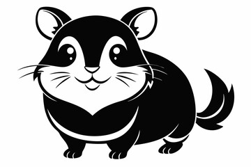 cute little hamster line art silhouette vector illustration