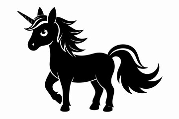 cute unicorn line art silhouette vector illustration