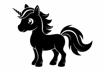 cute unicorn line art silhouette vector illustration