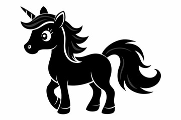 cute unicorn line art silhouette vector illustration