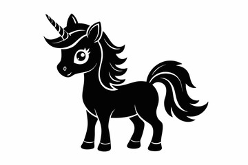 cute unicorn line art silhouette vector illustration