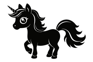 cute unicorn line art silhouette vector illustration