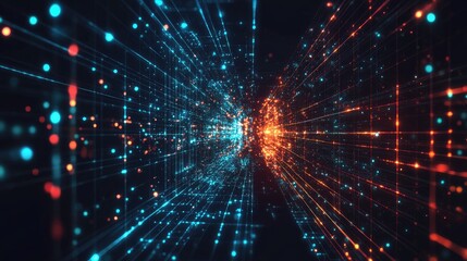 A cyber network interface with real-time data exchange and AI-driven connections.