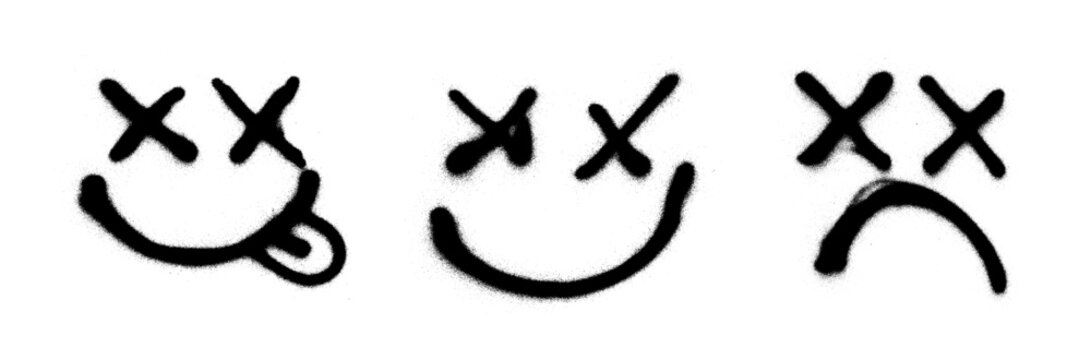 Dead Smiley Face Graffiti Grunge Spray Paint Stroke Vector