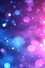 Obraz premium Ethereal cosmic dust cloud with bokeh lights in vibrant pink and blue hues creating a dreamy atmosphere perfect for backgrounds