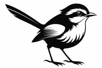 fairy wren line art silhouette vector illustration