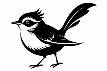 fairy wren line art silhouette vector illustration