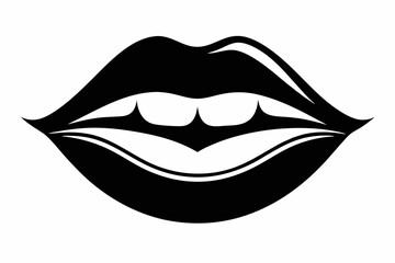 female lip line art silhouette vector illustration