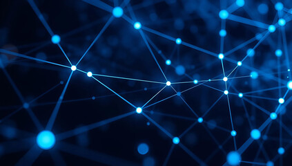 Abstract Digital Blue Network with Glowing Connection Points