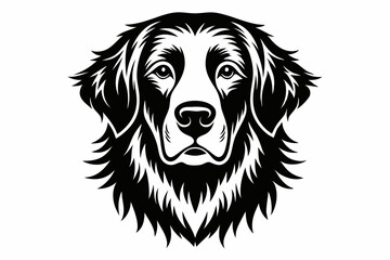 golden retriver head line art silhouette vector illustration