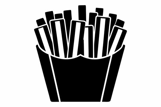 recommend clip art: french fries line art silhouette vector illustration