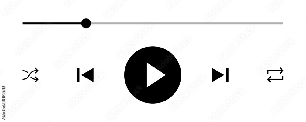 Poster icon media music player in vector. modern playback of music application. multimedia navigation on smartphone device. Vector 10 eps.