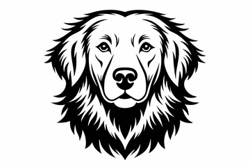 golden retriver head line art silhouette vector illustration