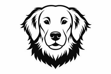 golden retriver head line art silhouette vector illustration