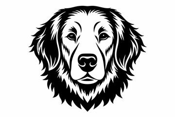 golden retriver head line art silhouette vector illustration