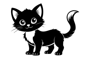 kitten marvels line art silhouette vector illustration