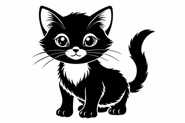 kitten marvels line art silhouette vector illustration