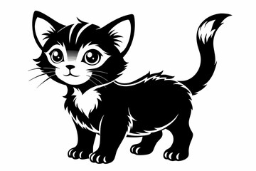 kitten marvels line art silhouette vector illustration
