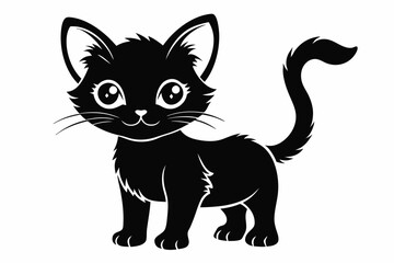 kitten marvels line art silhouette vector illustration