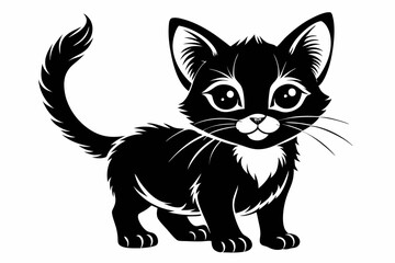 Obraz premium kitten marvels line art silhouette vector illustration