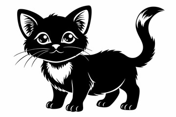 kitten marvels line art silhouette vector illustration
