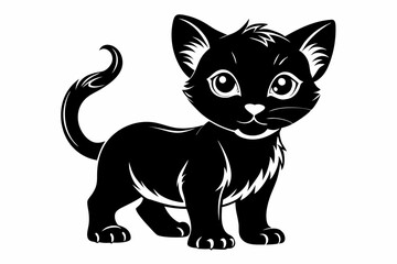 kitten marvels line art silhouette vector illustration
