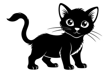 Obraz premium kitten marvels line art silhouette vector illustration