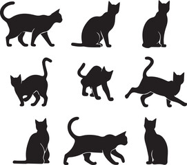 Set of cats silhouettes