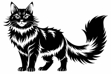 maine coon line art silhouette vector illustration