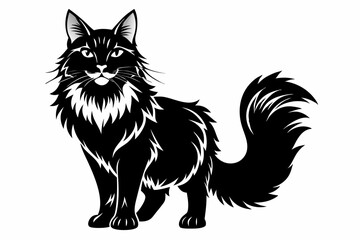 maine coon line art silhouette vector illustration