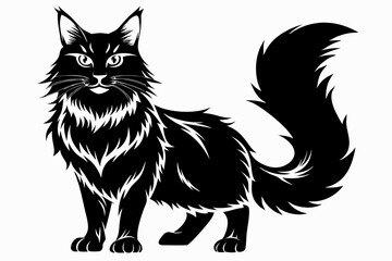 maine coon line art silhouette vector illustration
