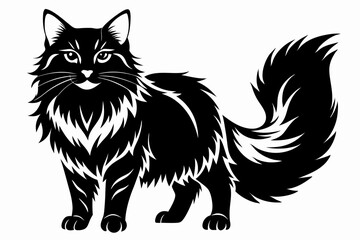 maine coon line art silhouette vector illustration