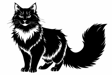 maine coon line art silhouette vector illustration