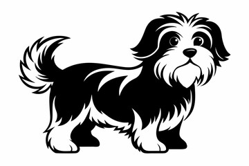 maltese dog line art silhouette vector illustration