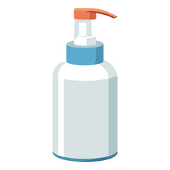 White Pump Bottle Vector Illustration - Cartoon, Clipart & Line Art Design.eps