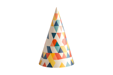 Geometric pattern party hat Isolated on White and Transparent Background PNG Image.
