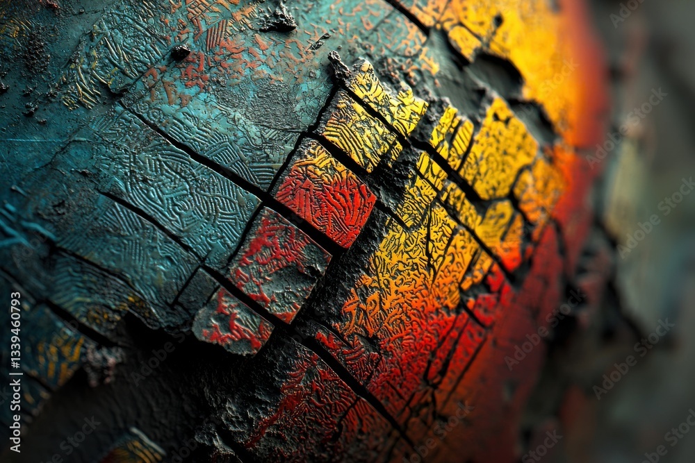 Poster abstract colorful mosaic texture with intricate patterns and vibrant hues, creating a visually strik