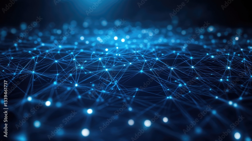 Poster a futuristic ai-powered networking system analyzing real-time data packets.