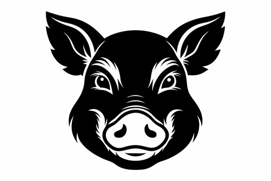 recommend clip art: pig head line art silhouette vector illustration