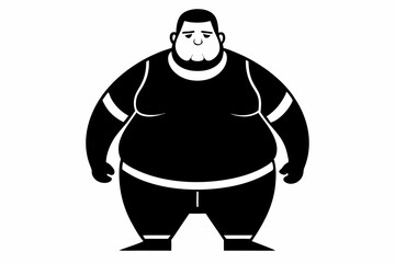 plus size man line art silhouette vector illustration