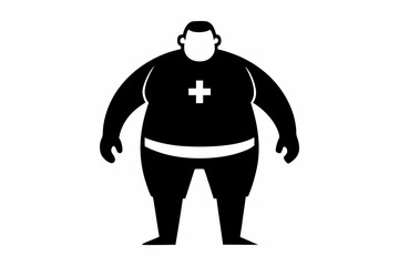 plus size man line art silhouette vector illustration