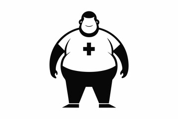 plus size man line art silhouette vector illustration