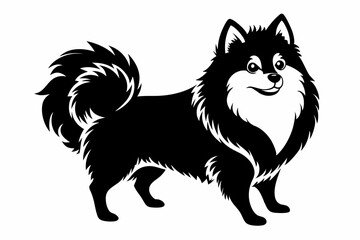 pomeranian dog line art silhouette vector illustration