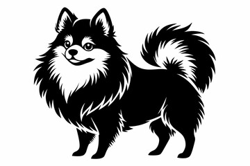 pomeranian dog line art silhouette vector illustration