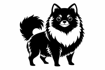 pomeranian dog line art silhouette vector illustration