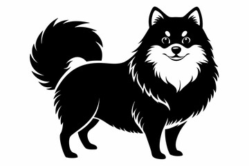 pomeranian dog line art silhouette vector illustration