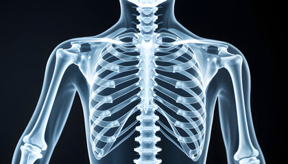 X-Ray Of A Child Torso Showcasing The Ribcage, Spine, And Both Upper Arms, Illustrating The Intricate Structure Of The Human Skeletal System , with white tonespng