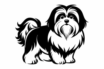 shih tzu line art silhouette vector illustration