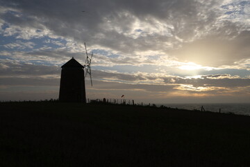 windmill at sunset