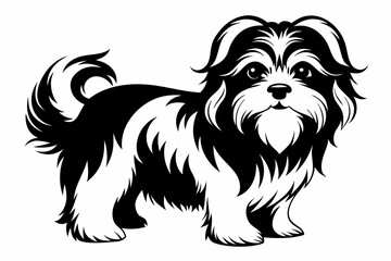shih tzu line art silhouette vector illustration